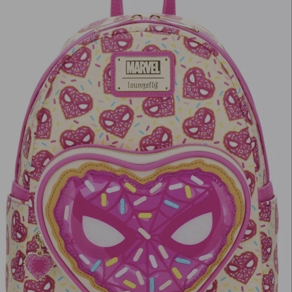 Loungefly Pink and Cream Marvel Heart Backpack